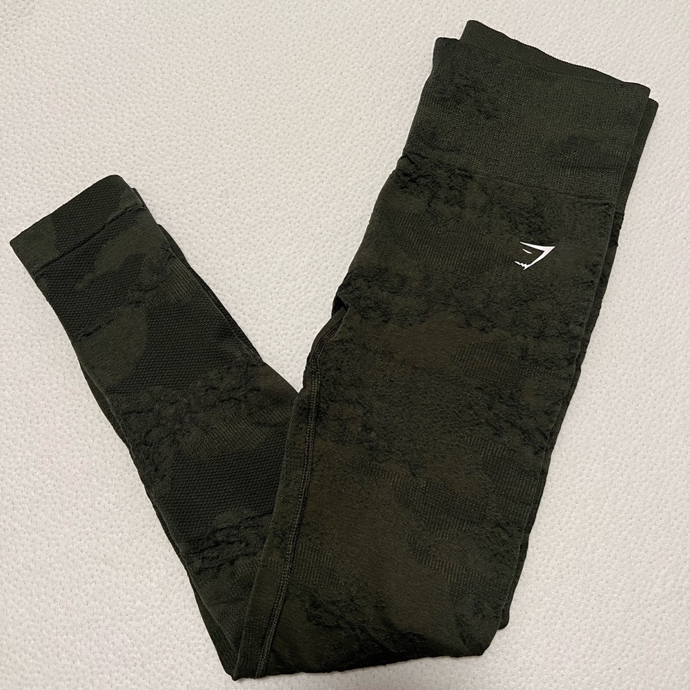 Gymshark Adapt Camo Seamless Leggings - Moss Olive/Core Olive